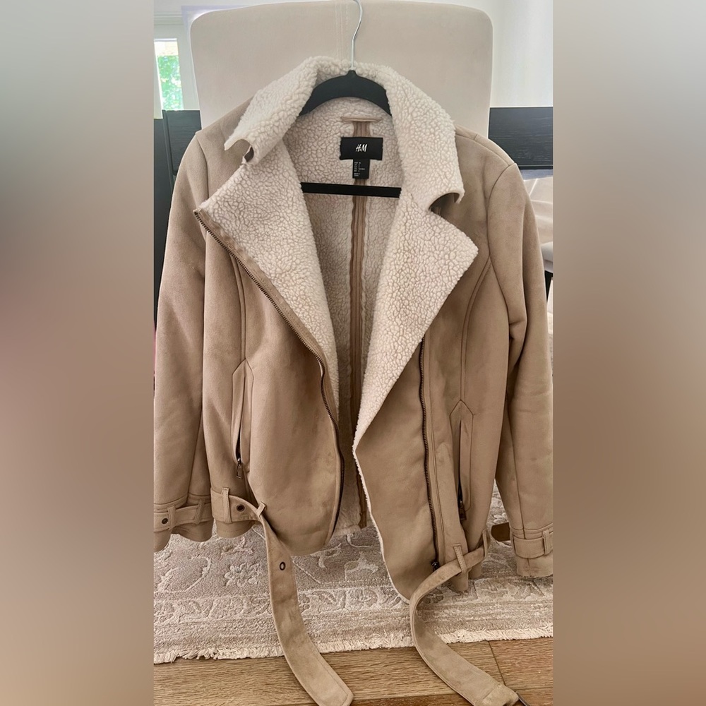 H&M Cream Teddy Jacket with Sherpa Lining